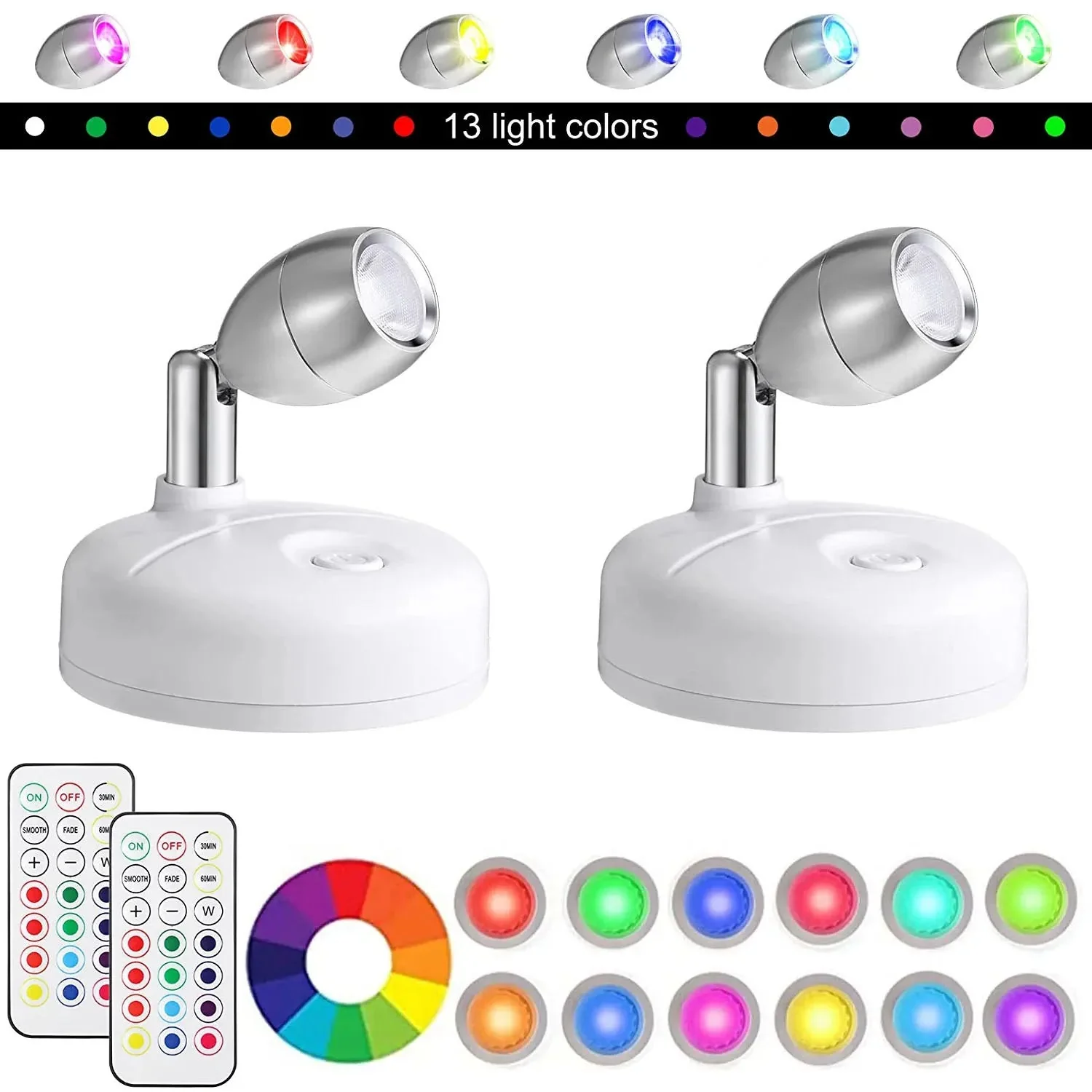 Wireless LED Spotlight | RGB Dimmable | Remote & Timer | Battery-Powered Accent Light - Image 9
