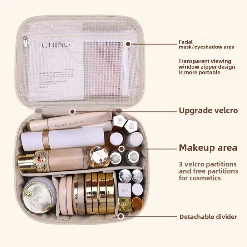 Women's Makeup Bag | Large Capacity & Removable Brush Panel | Water-Resistant PU Leather - Image 5