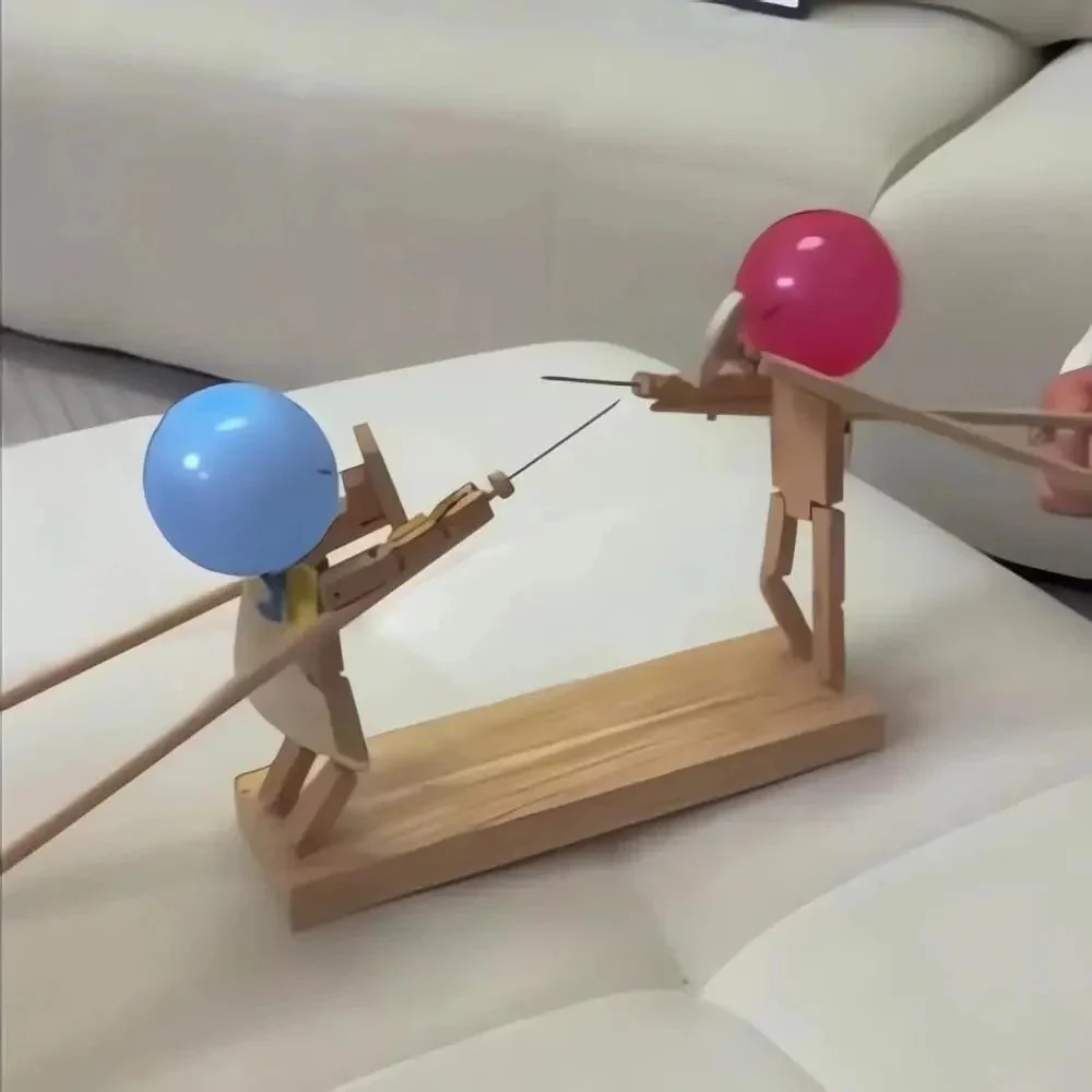 WoodKnights | Bamboo Balloon Battle Game | Handmade Skill Game Made of Wood | Includes 100 Balloons – For Family, Friends & Parties - Image 3
