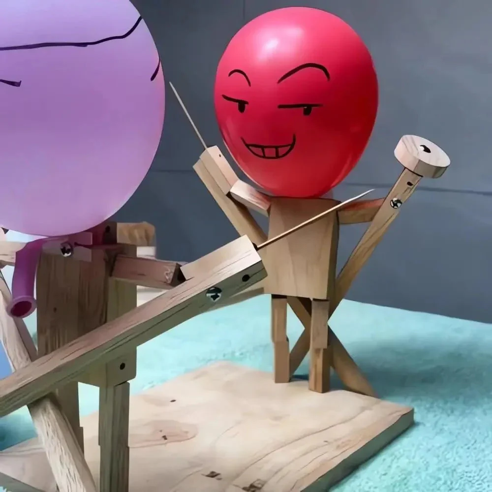 WoodKnights | Bamboo Balloon Battle Game | Handmade Skill Game Made of Wood | Includes 100 Balloons – For Family, Friends & Parties - Image 5