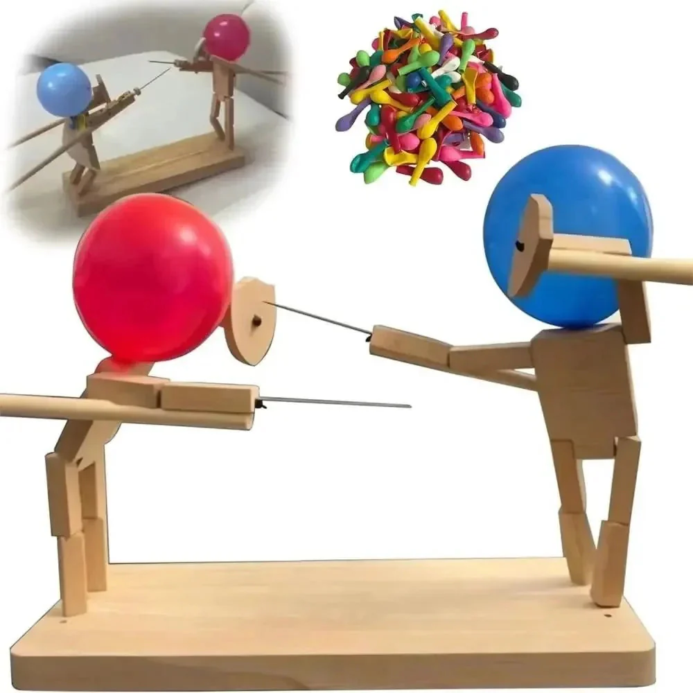 WoodKnights | Bamboo Balloon Battle Game | Handmade Skill Game Made of Wood | Includes 100 Balloons – For Family, Friends & Parties - Image 6