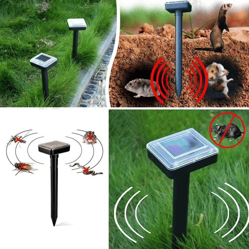Yard Animal Repeller | Solar Ultrasonic | For Mice, Moles & Snakes | Weatherproof & 161 sq ft
